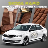Skoda Rapid Kahverengi Renk Tay Tüyü Cepli & Terletmez Sırtlı Oto Koltuk Minder Seti - Koltuk Koruma Kılıfı (ÖN & ARKA TAM SET) - 1