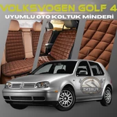 Volksvogen Golf 4 Kahverengi Renk Tay Tüyü Cepli & Terletmez Sırtlı Oto Koltuk Minder Seti - Koltuk Koruma Kılıfı (ÖN & ARKA TAM SET) - 1