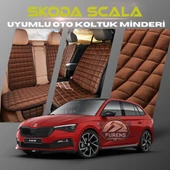 Skoda Scala Kahverengi Renk Tay Tüyü Cepli & Terletmez Sırtlı Oto Koltuk Minder Seti - Koltuk Koruma Kılıfı (ÖN & ARKA TAM SET) - 1