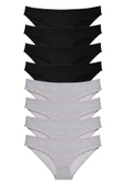 8 adet Süper Eko Set Likralı Kadın Slip Külot Siyah Gri thumbnail 1