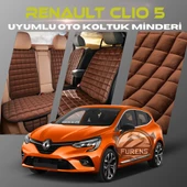 Renault Clio 5 Kahverengi Renk Tay Tüyü Cepli & Terletmez Sırtlı Oto Koltuk Minder Seti - Koltuk Koruma Kılıfı (ÖN & ARKA TAM SET) thumbnail 1