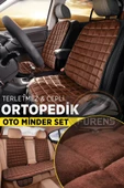 Peugeot 207 Kahverengi Renk Tay Tüyü Cepli & Terletmez Sırtlı Oto Koltuk Minder Seti - Koltuk Koruma Kılıfı (ÖN & ARKA TAM SET) thumbnail 2