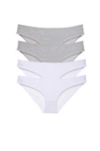 4 adet Süper Eko Set Likralı Kadın Slip Külot Gri Beyaz thumbnail 1