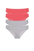 4 adet Süper Eko Set Likralı Kadın Slip Külot Fuşya Gri thumbnail 1
