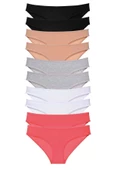 10 adet Süper Eko Set Likralı Kadın Slip Külot Siyah Ten Gri Beyaz Fuşya thumbnail 1