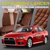 Mitsubishi Lancer Kahverengi Renk Tay Tüyü Cepli & Terletmez Sırtlı Oto Koltuk Minder Seti - Koltuk Koruma Kılıfı (ÖN & ARKA TAM SET) - 1