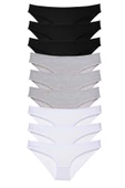 9 adet Süper Eko Set Likralı Kadın Slip Külot Siyah Gri Beyaz thumbnail 1