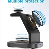 PMR Budi 3-in-1 Kablosuz Şarj Ünitesi | Telefon, Kulaklık ve Apple Watch İçin 15W Hızlı Şarj - 3