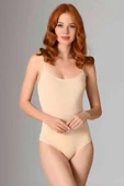2 Adet İp Askılı Kadın Çıtçıtlı Body Beyaz ve Ten - 3
