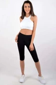 Kota Kadın Kapri Sporcu Likralı Düz Tayt Siyah 4005 thumbnail 3