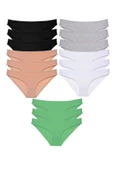 15 adet Süper Eko Set Likralı Kadın Slip Külot Siyah Ten Gri Beyaz Yeşil thumbnail 1