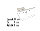Neodyum Mıknatıs Köşeli  20x6mm , Kalınlık 2 mm ( 3 Adet) - 2