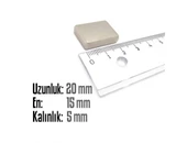 Neodyum Mıknatıs Köşeli  20x15mm , Kalınlık 5 mm ( 3 Adet) - 2