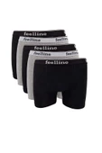 5 adet Feelline Siyah ve Gri Pamuklu Doğal Likralı Erkek Boxer thumbnail 1