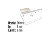 Neodyum Mıknatıs Köşeli  20x8mm , Kalınlık 2 mm ( 3 Adet) - 2
