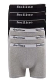 6 adet Feelline Siyah ve Gri Pamuklu Doğal Likralı Erkek Boxer thumbnail 1