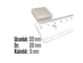 Neodyum Mıknatıs Köşeli  20x20mm , Kalınlık 5 mm ( 3 Adet) - 2