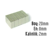 Neodyum Mıknatıs Köşeli  20x8mm , Kalınlık 2 mm ( 3 Adet) - 1