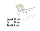 Neodyum Mıknatıs Köşeli  20x20mm , Kalınlık 2 mm ( 3 Adet) thumbnail 2