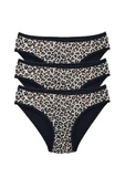 3 Adet Leopar Desenli Likralı Yumuşak Dokulu Kadın Slip Külot thumbnail 1