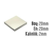 Neodyum Mıknatıs Köşeli  20x20mm , Kalınlık 2 mm ( 3 Adet) thumbnail 1