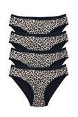 4 Adet Leopar Desenli Likralı Yumuşak Dokulu Kadın Slip Külot thumbnail 1