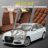 Audi A4 Kahverengi Renk Tay Tüyü Cepli & Terletmez Sırtlı Oto Koltuk Minder Seti - Koltuk Koruma Kılıfı (ÖN & ARKA TAM SET) - 1