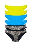 6 Adet Likralı Kadın Slip Külot Leopar Sarı Mavi thumbnail 1
