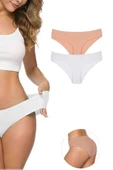 2 Adet Kadın Dikişsiz Lazer Kesim Esnek İz yapmayan Külot S3 thumbnail 1