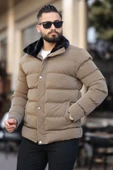 Erkek Parlak Kışlık Şişme Mont Astarlı Vizon - 1