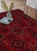 Eko Buhari Afgan Yağcıbedir Desenli Hav Toz Vermez Yıkanabilir Kaymaz Dokuma Halı BHR05 - 1