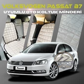 Volksvogen Passat B7 Bej Renk Tay Tüyü Cepli & Terletmez Sırtlı Oto Koltuk Minder Seti - Koltuk Koruma Kılıfı (ÖN & ARKA TAM SET) - 1
