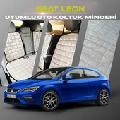 Seat Leon Bej Renk Tay Tüyü Cepli & Terletmez Sırtlı Oto Koltuk Minder Seti - Koltuk Koruma Kılıfı (ÖN & ARKA TAM SET) - 1