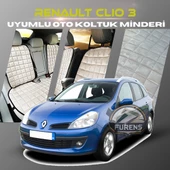 Renault Clio 3 Bej Renk Tay Tüyü Cepli & Terletmez Sırtlı Oto Koltuk Minder Seti - Koltuk Koruma Kılıfı (ÖN & ARKA TAM SET) - 1