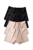 4 Adet Kadın Dikişsiz Görünmez İz Yapmaz Mini Şort Boxer Siyah Ten thumbnail 2