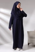 Tek Parça Namaz Elbisesi - Seccade - Tesbih - İbadet Seti - Lacivert - 8