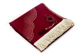 Mihrap Desenli Düz Şönil Seccade Bordo thumbnail 2