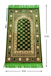 Lüks Kadife Şipinger Seccade  Tesbih Hediyeli Açık Yeşil thumbnail 1