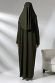 Tek Parça Namaz Elbisesi - Seccade - Tesbih - İbadet Seti - Haki - 6