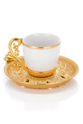 Lal 6 lı Fincan Kahve Seti - Gold - 1