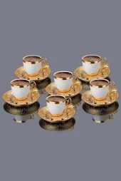 Lal 6 lı Fincan Kahve Seti - Gold - 5