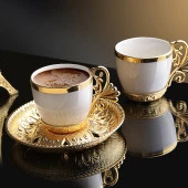 Lal 6 lı Fincan Kahve Seti - Gold - 6