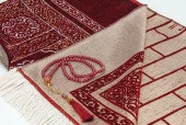 Kabe Kapısı Modeli Desenli Şönil Seccade Bordo - 3