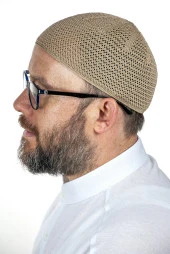 Lüks Çelik Örme Namaz Takkesi Kahverengi 1 Adet thumbnail 2