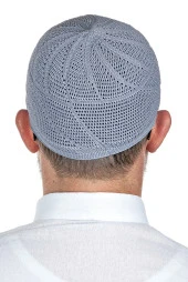 Gold Lüks Dantel Örme Namaz Takkesi Gri 1 Adet thumbnail 3