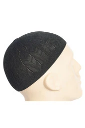 Safir İnce Örme Dantel Namaz Takkesi Siyah 1 Adet thumbnail 5