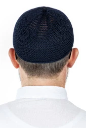 Lüks Çelik Örme Namaz Takkesi Lacivert 1 Adet - 3