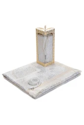 Özel Hediyelik Kutulu Seccadeli Tesbihli Set Beyaz thumbnail 2