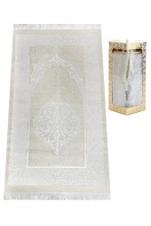 Özel Hediyelik Kutulu Seccadeli Tesbihli Set Beyaz thumbnail 1