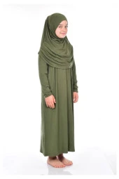 Pratik Çocuk Namaz Elbisesi 8-12 Yaş Haki - 12